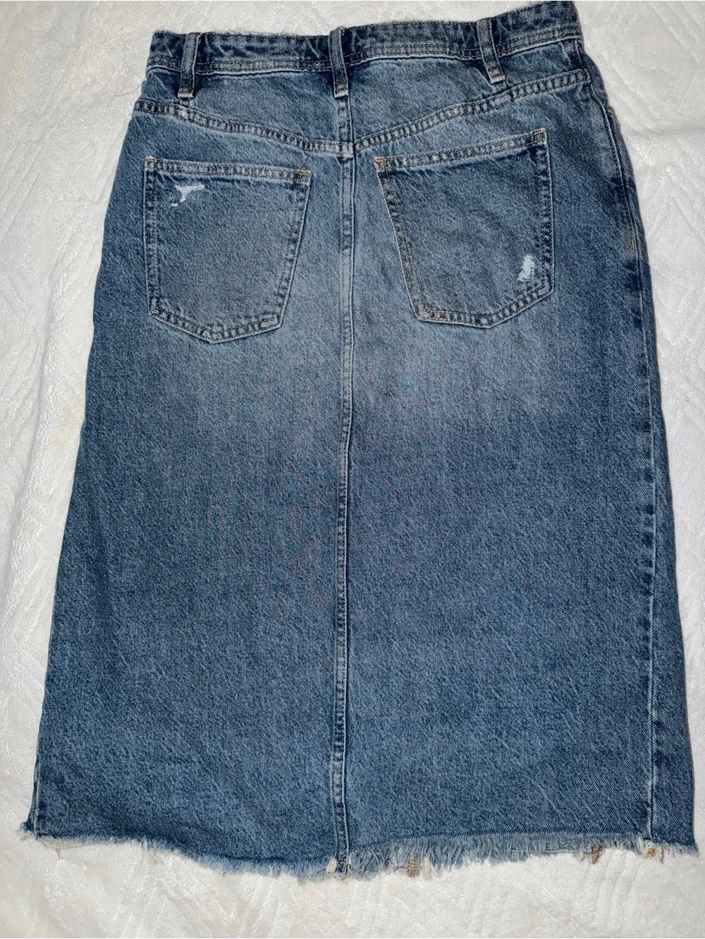 Free People Denim Midi Skirt in Faded Blue